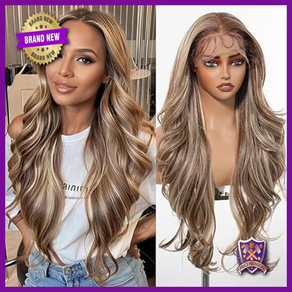 28in Body Wave Lace Front Wig with Preplucked Hairline Heat Resistant main image 6